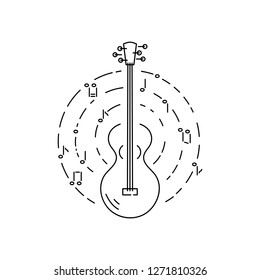 Guitar icon isolated on white background. Line style vector illustration