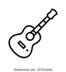 Guitar Icon. Line Art Style Design Isolated On White Background