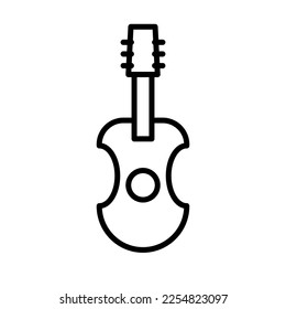 Guitar icon line isolated on white background. Black flat thin icon on modern outline style. Linear symbol and editable stroke. Simple and pixel perfect stroke vector illustration