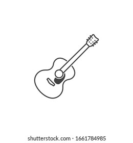 Guitar icon line style isolated on white background. Vector illustration 