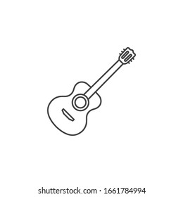 Estilo de línea de iconos de guitarra aislado en fondo blanco. Ilustración del vector 