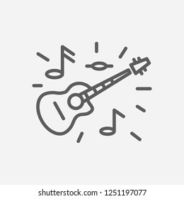 Guitar icon line symbol. Isolated vector illustration of  icon sign concept for your web site mobile app logo UI design.