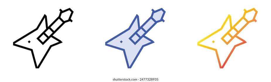 guitar icon. Linear, Blue Fill and Gradient Style Design Isolated On White Background