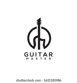 Guitar icon logo design vector template illustration