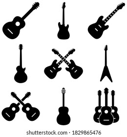 Guitar icon, logo isolated on white background