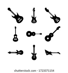 icono de guitarra o logotipo símbolo de signo aislado ilustración vectorial - Colección de iconos vectoriales de estilo negro de alta calidad
