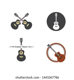 guitar icon logo vector illustration design template