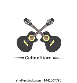 guitar icon logo vector illustration design template