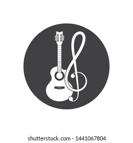 guitar icon logo vector illustration design template