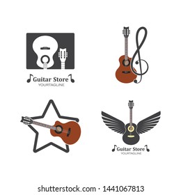 guitar icon logo vector illustration design template