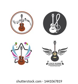 guitar icon logo vector illustration design template