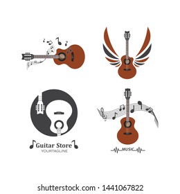 guitar icon logo vector illustration design template