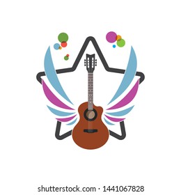 guitar icon logo vector illustration design template