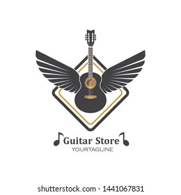 guitar icon logo vector illustration design template