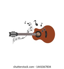 guitar icon logo vector illustration design template