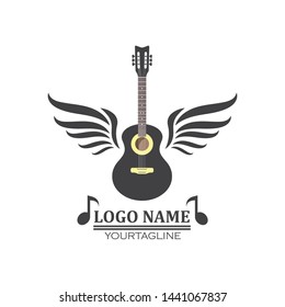 guitar icon logo vector illustration design template