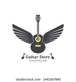 guitar icon logo vector illustration design template