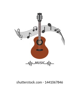 guitar icon logo vector illustration design template