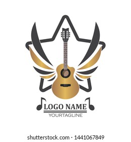 guitar icon logo vector illustration design template