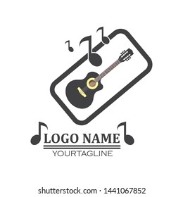 guitar icon logo vector illustration design template