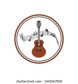 guitar icon logo vector illustration design template