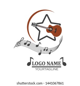 guitar icon logo vector illustration design template