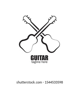 guitar icon logo vector illustration design template
