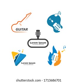 guitar icon logo vector illustration design template