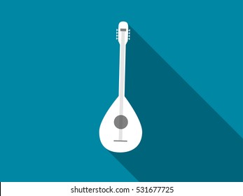 Guitar icon with long shadow. Vector illustration