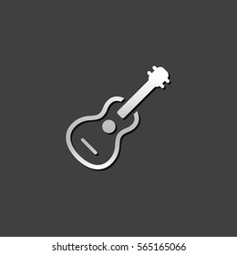 Guitar icon in metallic grey color style. Music instrument with string
