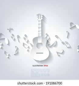 Guitar icon. Music background