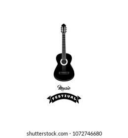 Guitar icon. Music festival logo emblem label. Musical instrument. Vector illustration