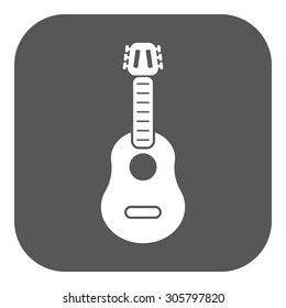 The guitar icon. Music and guitarist, musician symbol. Flat Vector illustration. Button