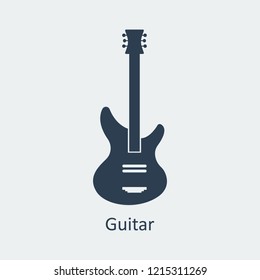 Guitar icon. Musical symbol. Silhouette vector icon