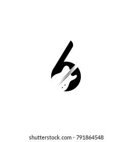 Guitar icon with number 6