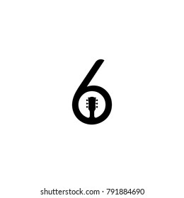 Guitar icon with number 6