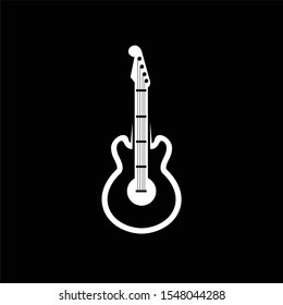 Guitar icon on black background. Vector illustration.