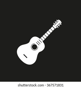 Guitar  icon  on black background. Vector illustration.