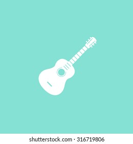 Guitar  icon  icon  on green background. Vector illustration.