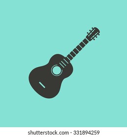 Guitar  icon  icon  on green background. Vector illustration.