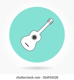 Guitar  icon  on green background. Vector illustration.