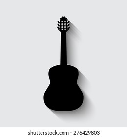 Guitar icon  on a grey background