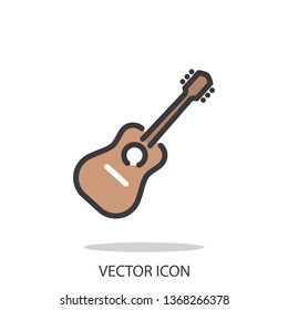 guitar icon on white background - editable stroke vector illustration eps10