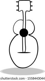 Guitar icon on white background, hand drawing. Flat design. Illustration musical instrument, contour of symbol black