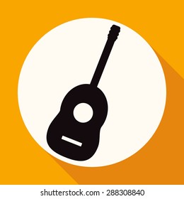 guitar icon on white circle with a long shadow