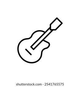 Guitar icon Outline set in black and white color