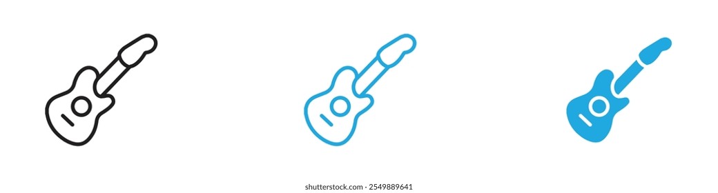 Conjunto de líneas de Vector de contorno de ícono de guitarra
