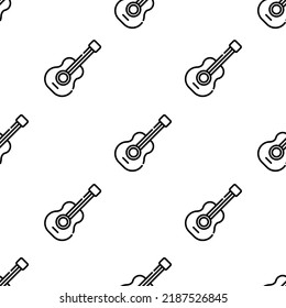 guitar icon pattern. Seamless guitar pattern on white background.