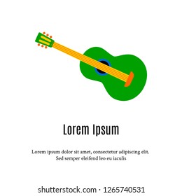 Guitar icon with place for text. Vector colorful illustration in flat style