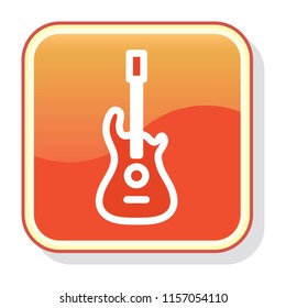 Guitar Icon. Rock musical instrument concept. Editable stroke flat icons. Simple thin line art logo. Web app button. Vector illustration. 